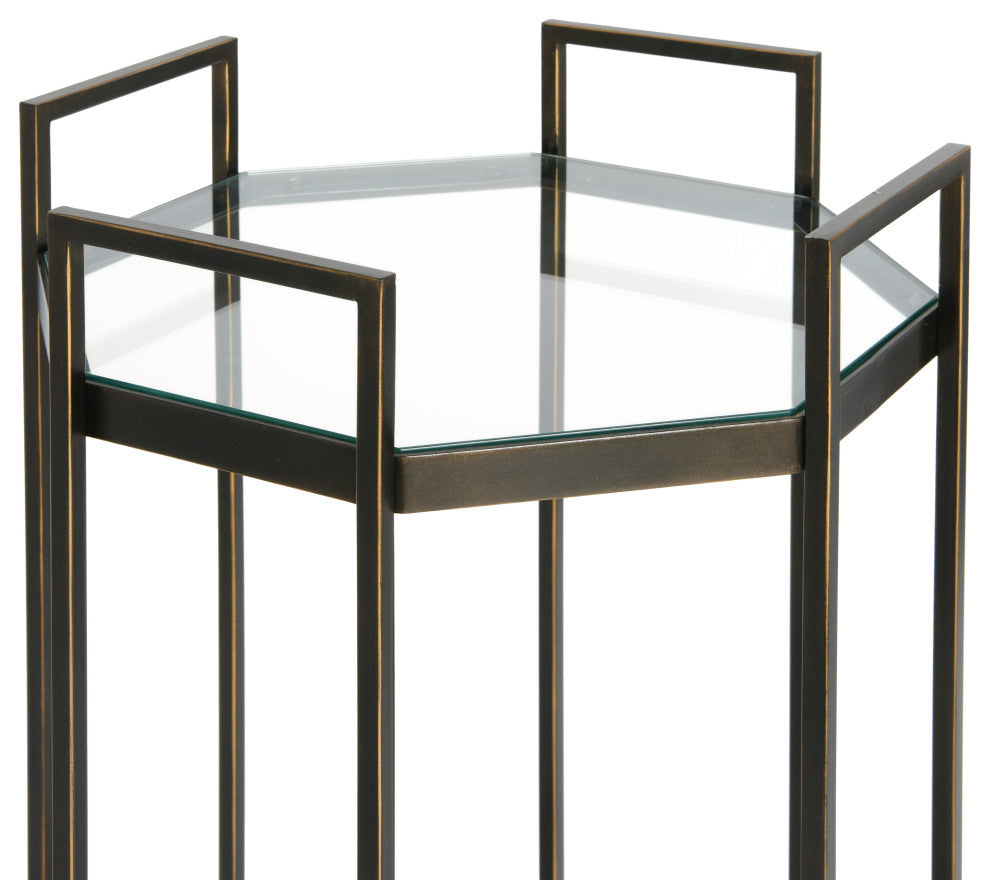 Octagon Black Metal Bar cart
