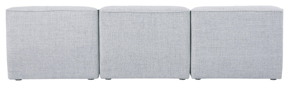 Miramar Linen Textured Fabric Upholstered 3-Piece Modular Sofa, Grey