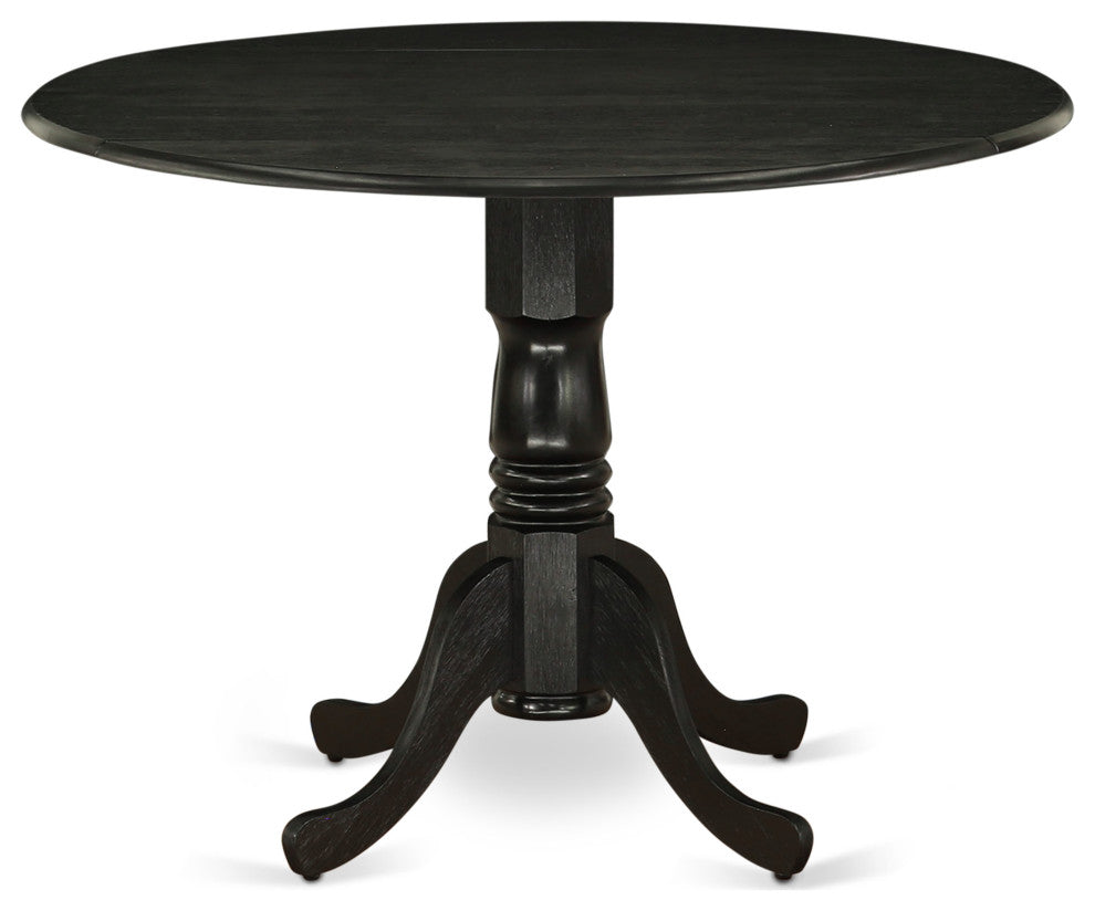 5Pc Dinette Set, Round Table, 4 Chairs, Light Sable Kitchen Chairs Seat, Black