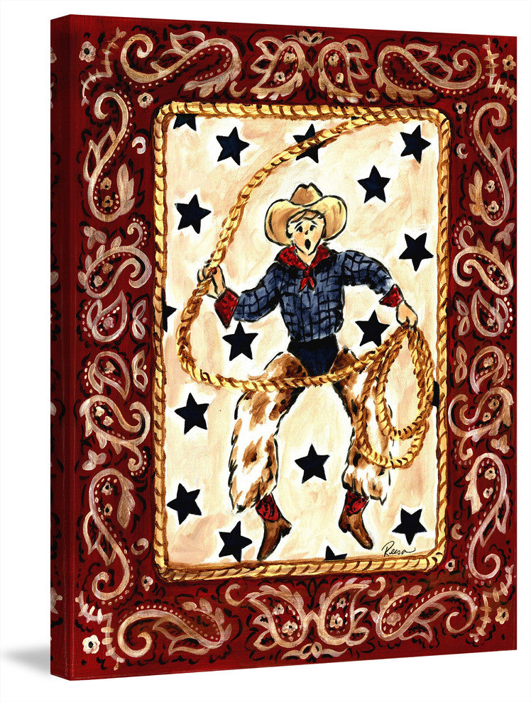 Marmont Hill, "Cowboy" by Reesa Qualia Painting Print on Wrapped Canvas, 24x29
