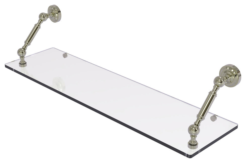 Dottingham 30" Floating Glass Shelf, Polished Nickel