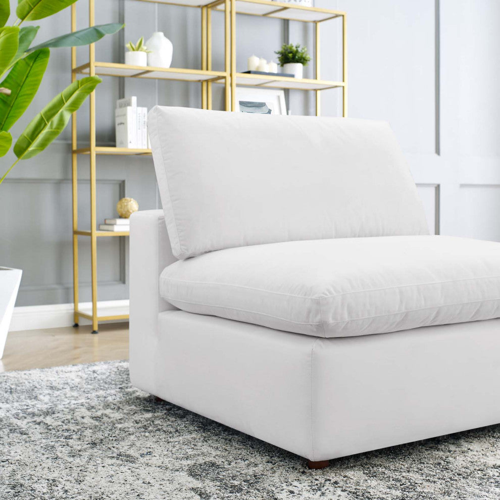 Sofa Middle Chair, Velvet, White, Modern, Living Lounge Hotel Lobby Hospitality