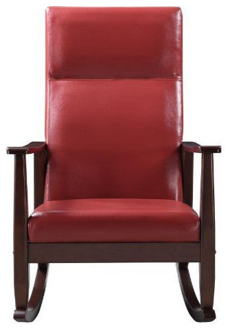 Raina Rocking Chair Red Pu  Espresso
