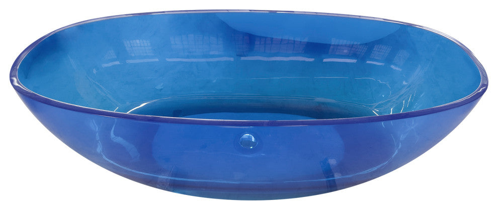 65 in.W Resin Freestanding Flatbottom Soaking Bathtub in Blue