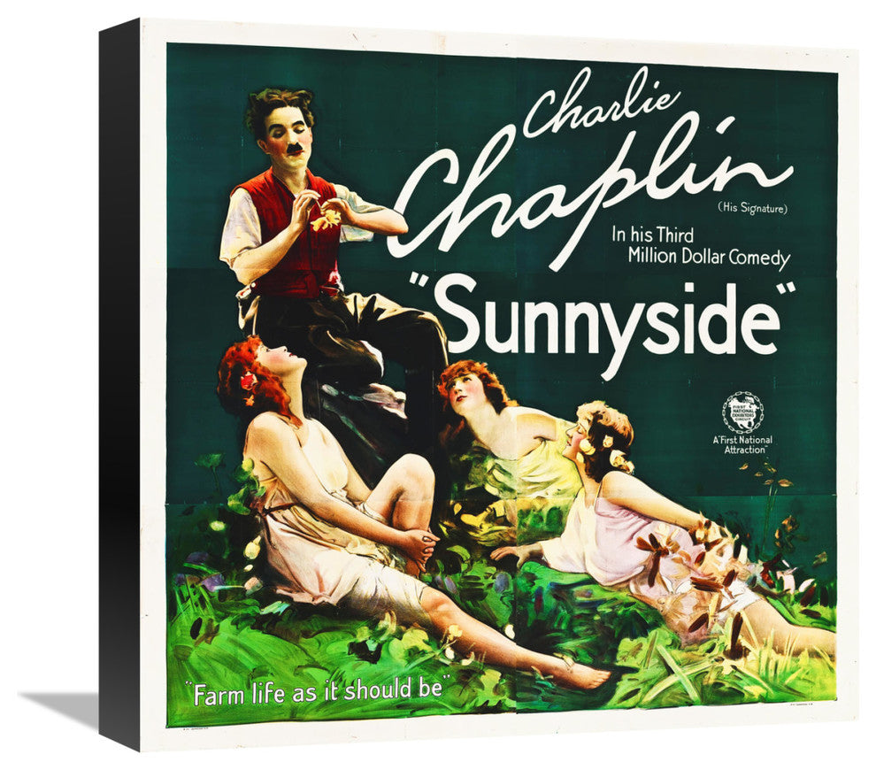"Charlie Chaplin - Sunnyside, 1919" Canvas Giclee, 16"x16"