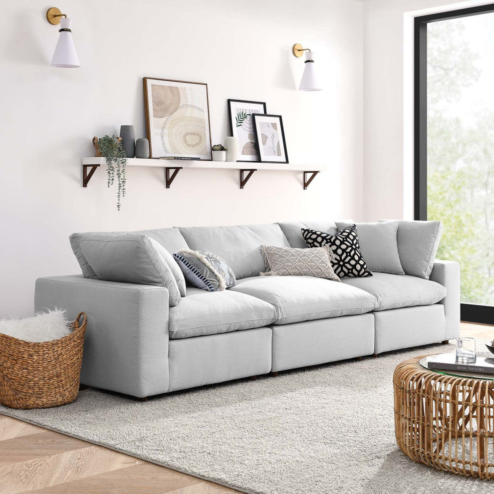 Modular Deep Sofa, Gray, Fabric, Modern, Lounge Cafe Hotel Hospitality