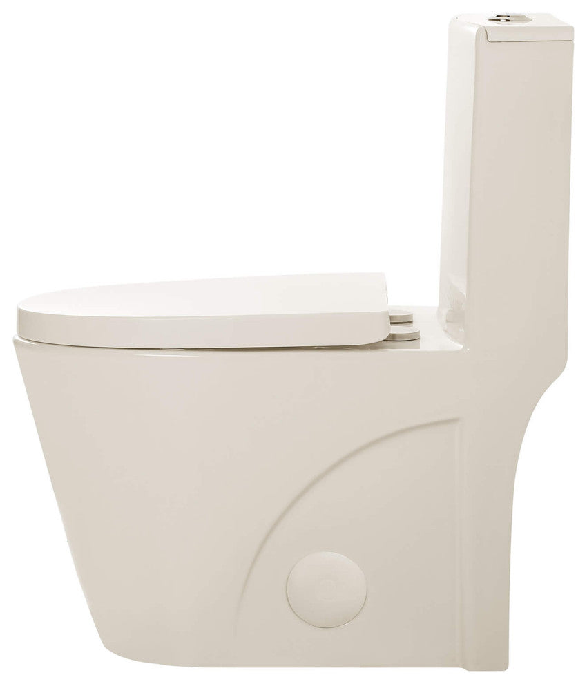 Fine Fixtures Dual-Flush Elongated One-Piece Toilet With High Efficiency Flush, Biscuit