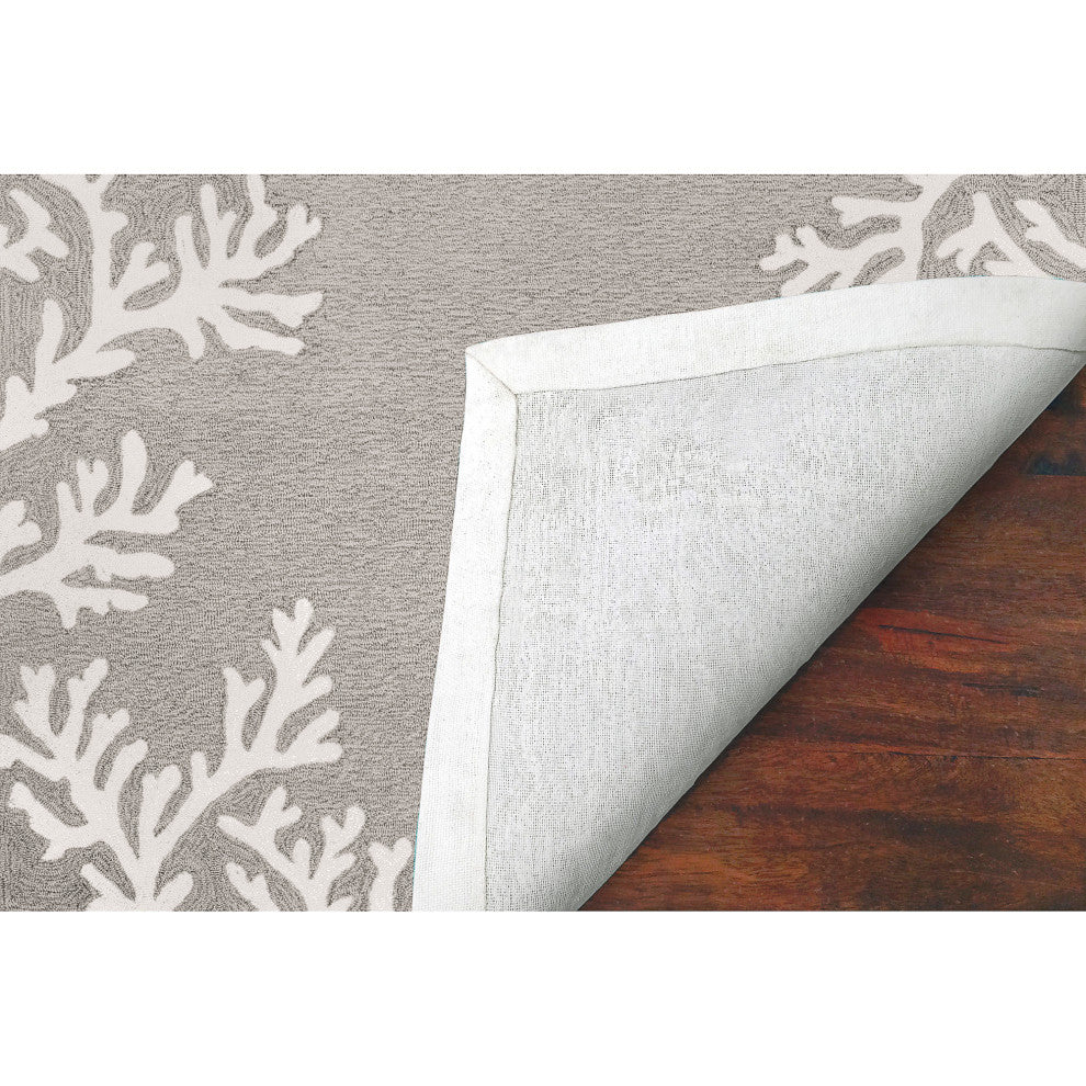 Capri Coral Border Indoor/Outdoor Rug, Silver, 2'x5'