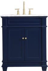 Transitional Blue Single Vanity Set