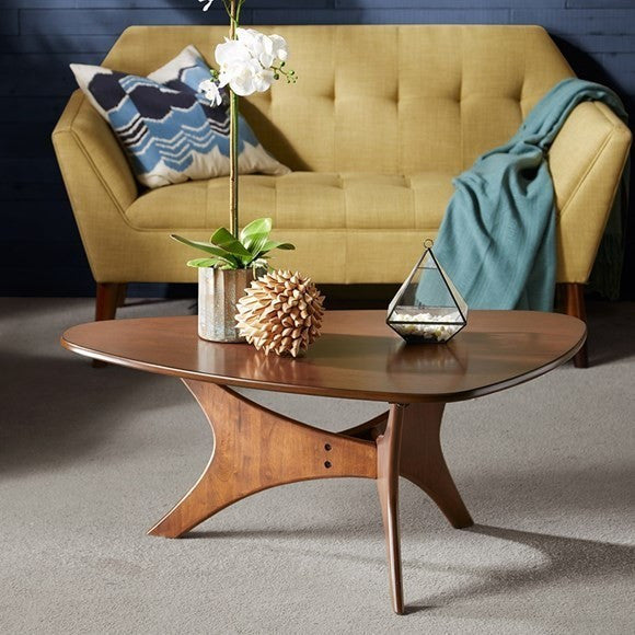 INK+IVY Blaze Mid-Century Triangle Wood Coffee Table, Brown