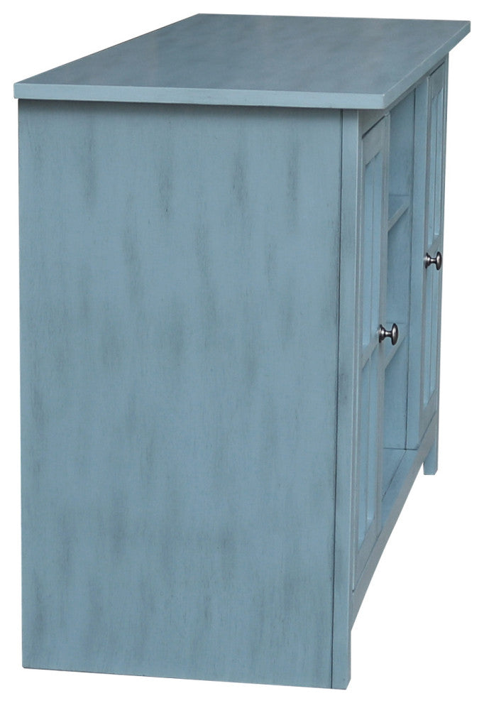Entertainment / TV Stand - With 2 Doors - 48", Ocean Blue - Antique Rubbed