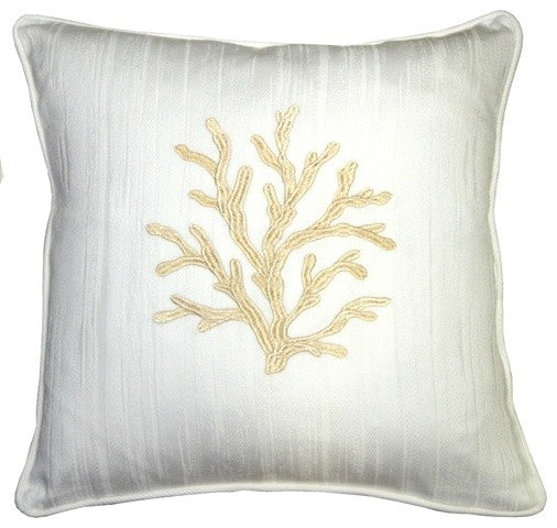 Pillow Decor - Sea Coral in White and Champagne 17 x 17 Throw Pillow