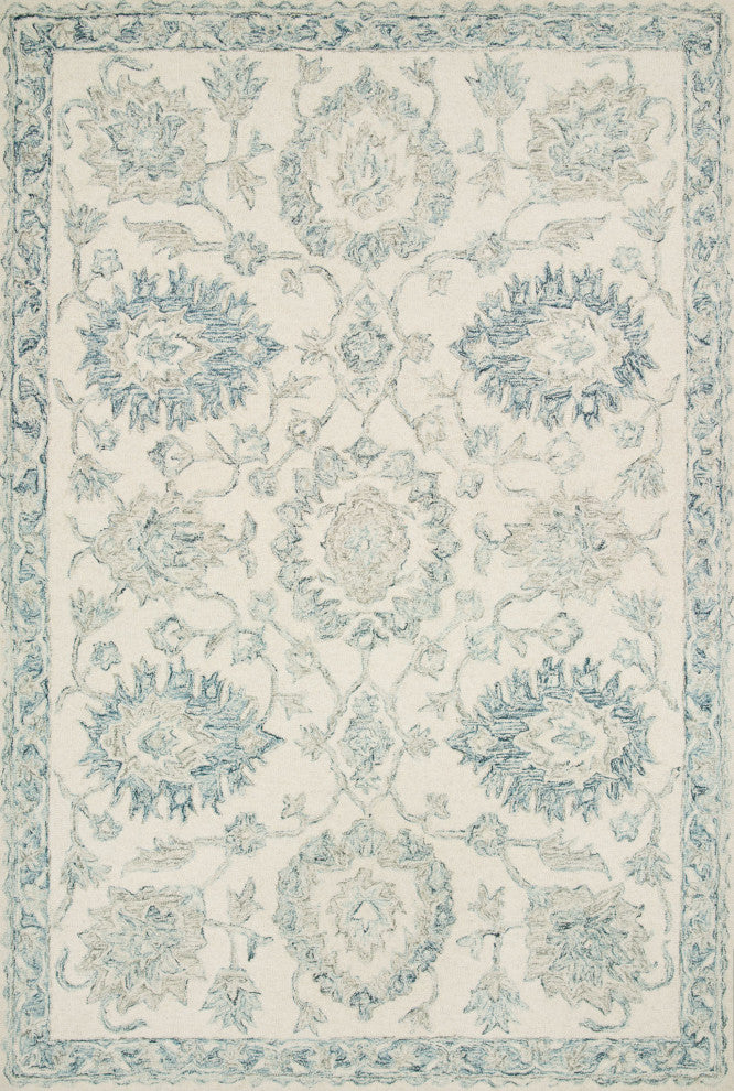 Loloi Norabel Ivory/Blue 1'-6" x 1'-6" Sample Swatch
