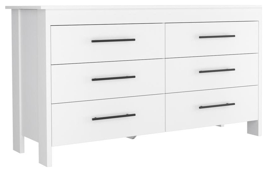 DEPOT E-SHOP: Paris 6 Drawer Double Dresser, 4 Legs, Metal Hardware