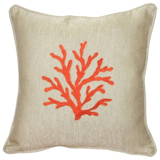 Pillow Decor - Sea Coral in Orange 17 x 17 Throw Pillow