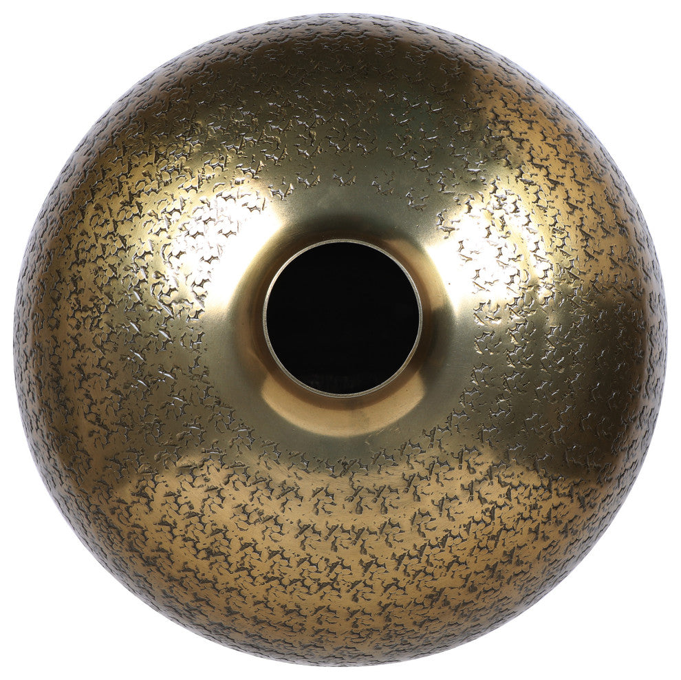 Olcott Handmade Textured Aluminum Vase, Brass