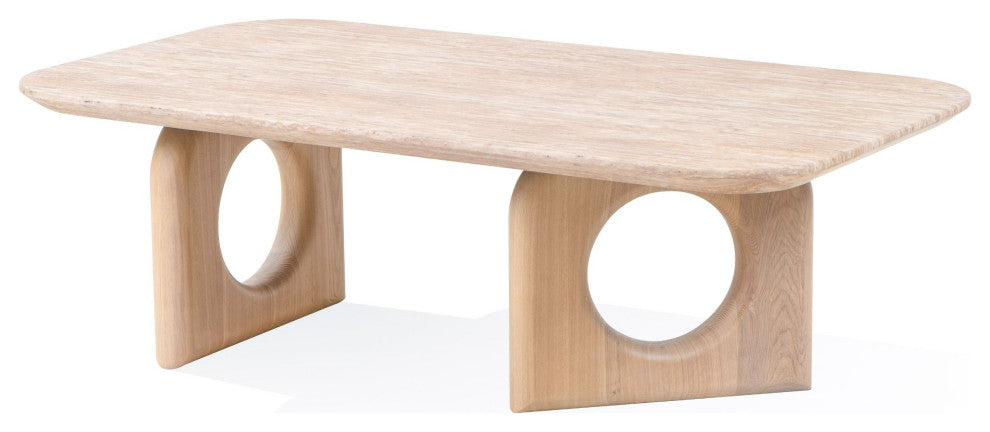 Nova Domus Osaka Faux Marble + Natural Ash Coffee Table
