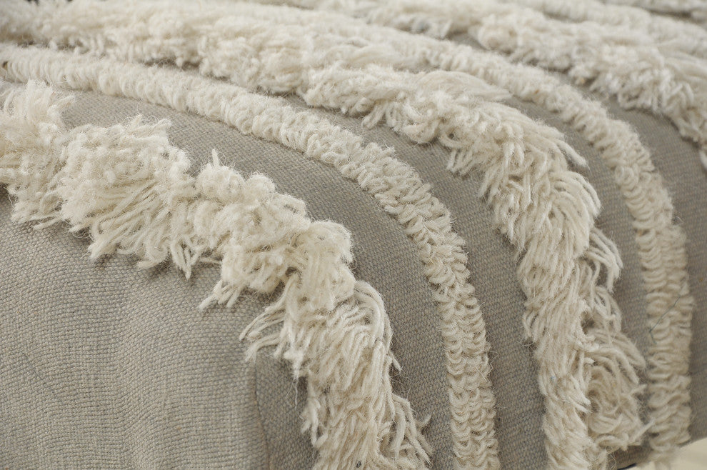 Cream Tufted Indoor Bench, 47" Length