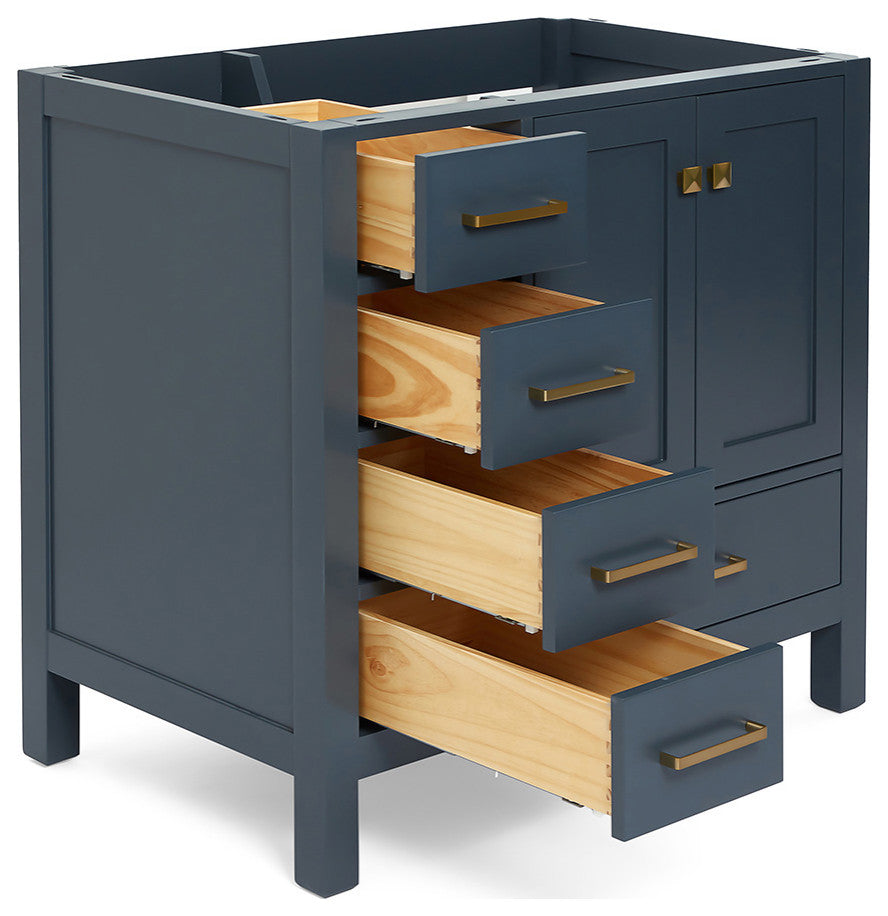 ARIEL Cambridge 36" Right Offset Single Sink Bathroom Vanity Base Midnight Blue