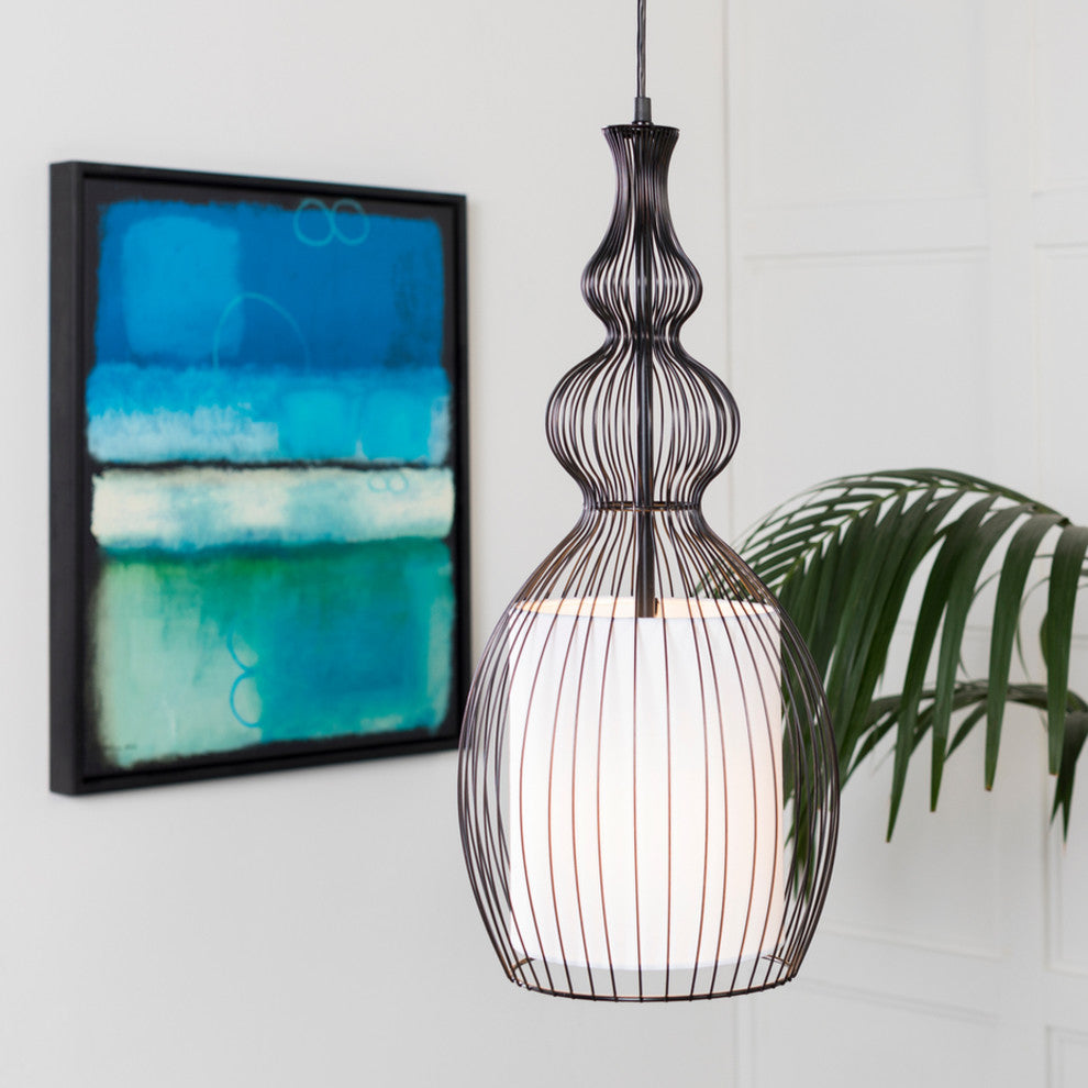 Quinton Transitional Black 11"x11"x25" Pendant Light Fixture