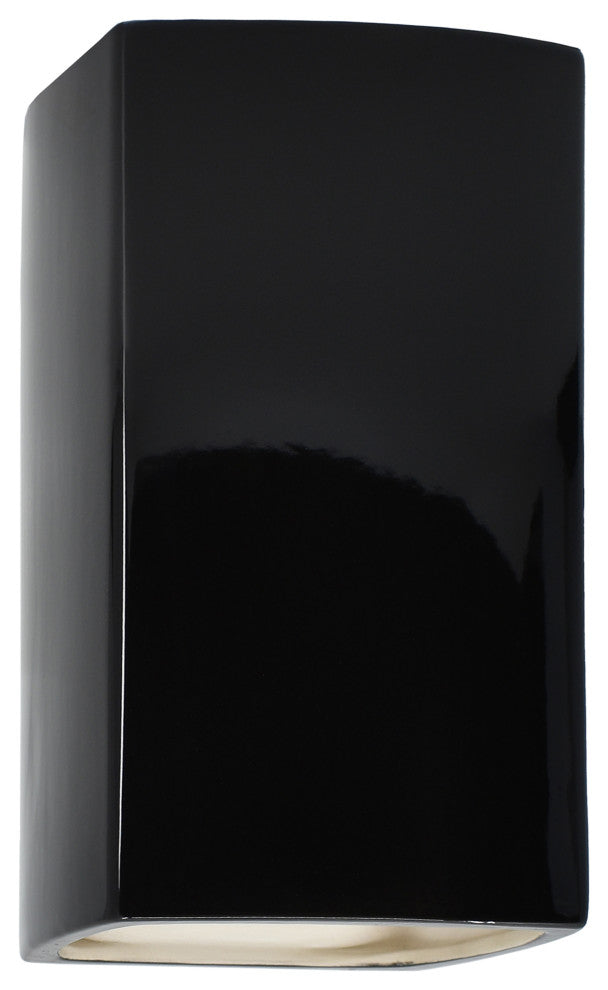Ambiance, Small ADA Rectangle, Closed Top Wall Sconce, Gloss Black