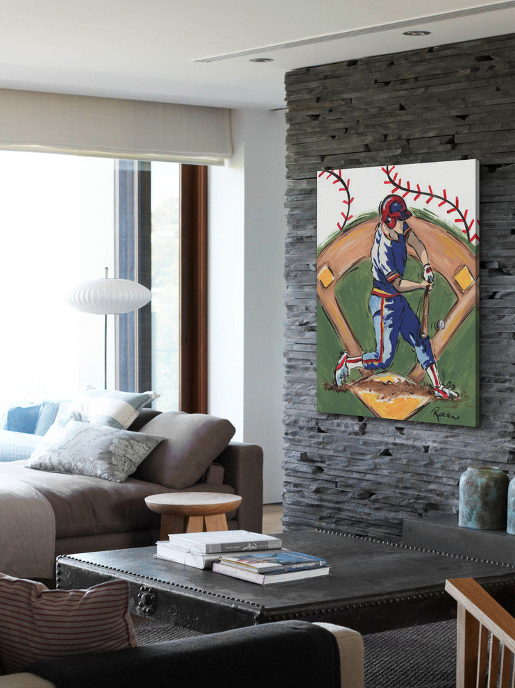 Marmont Hill, "Baseball Player" by Reesa Qualia Painting Wrapped Canvas, 12x18