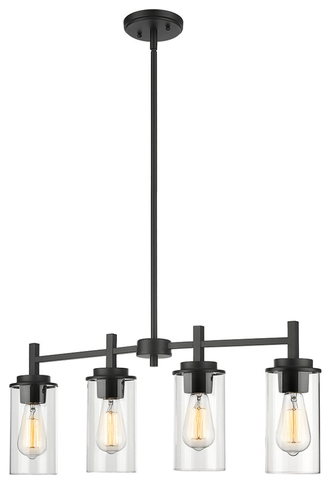 4 Light 28" Matte Black Chandelier