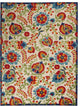7' X 10' Green And Ivory Floral Indoor Outdoor Area Rug