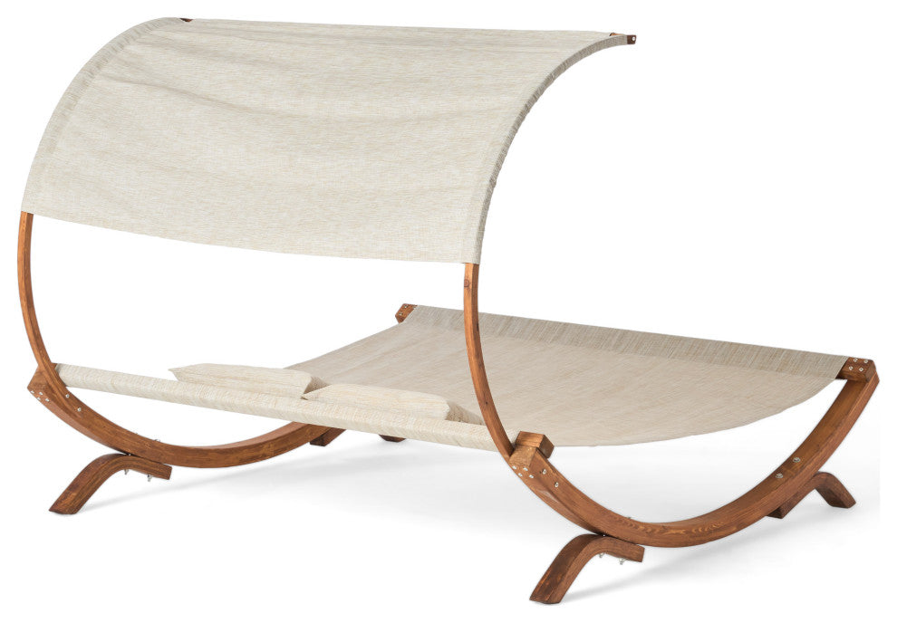 GDF Studio Rosalie Outdoor Patio Chaise Lounge Sunbed And Canopy