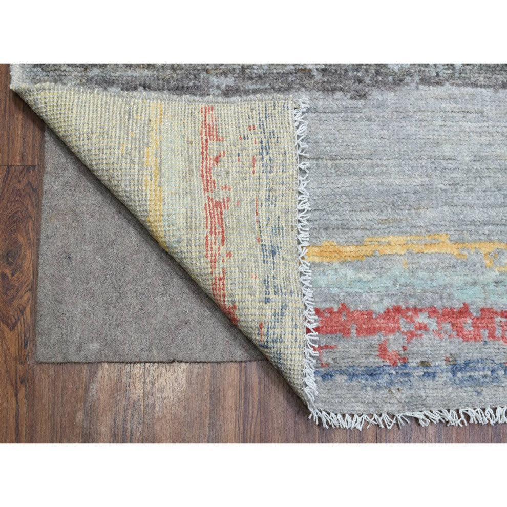 Light Gray Hand Knotted Boujaad Moroccan Berber Design Soft Wool Rug, 10'x13'9"
