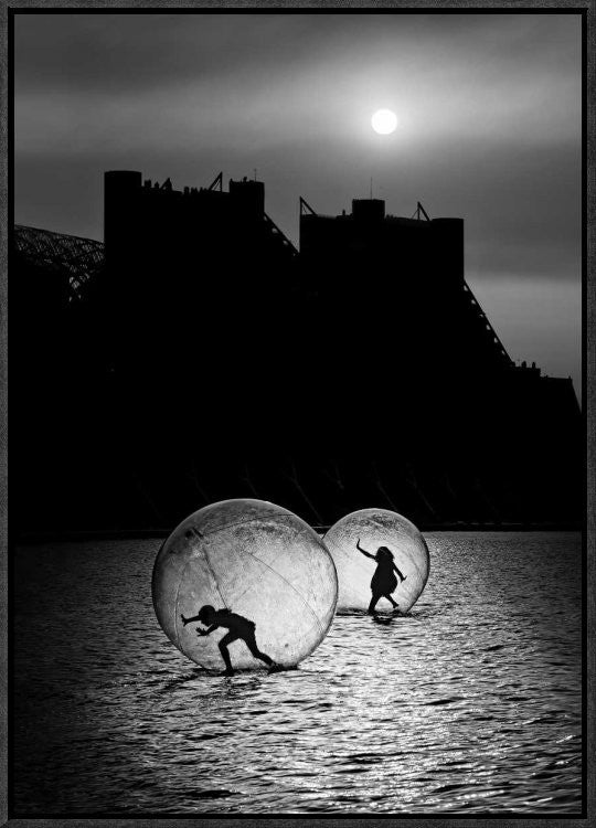 "Games In A Bubble" Framed Canvas Giclee by Juan Luis Duran, 16x23"
