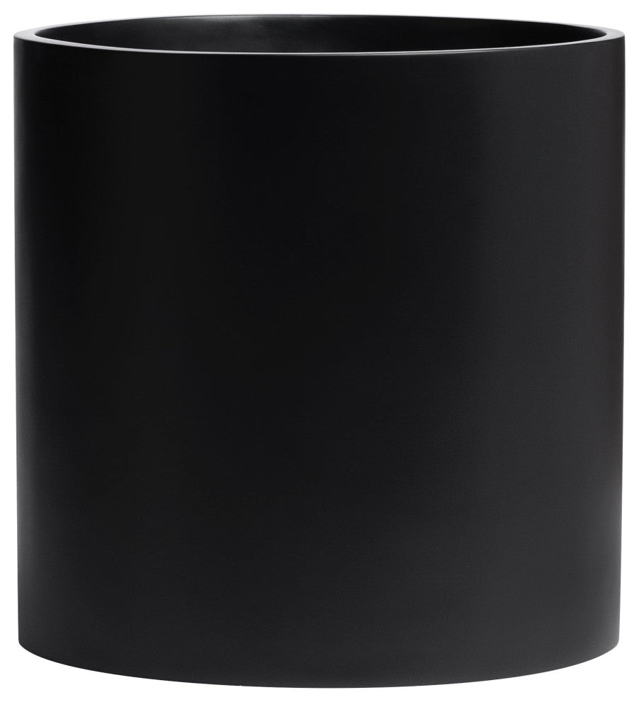 Root And Stock Brea Round Cylinder Planter, Black, D:18" X H:18"