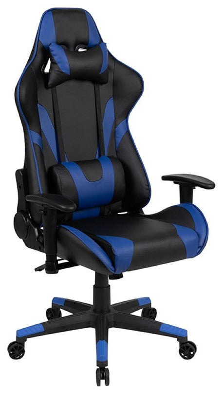 Flash Furniture Gaming Desk and Racing Reclining Chair Set in Black and Blue