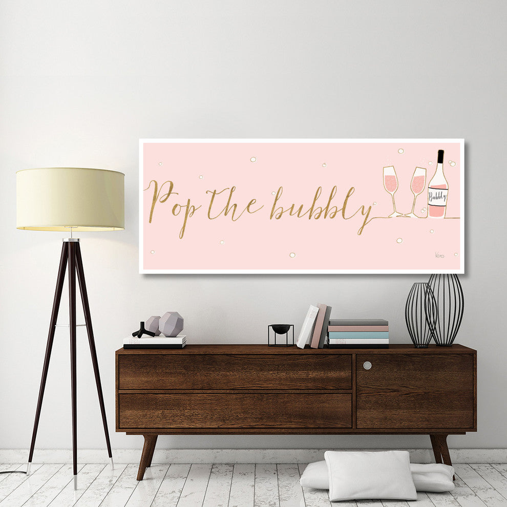 "Underlined Bubbly III Pink" Digital Paper Print by Veronique Charron, 77"x32"