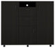 Sicilia Cabinet Dresser with 2 Drawers, Open Shelf, Rod, and 4 Casters, Black