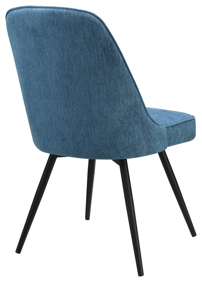 Martel Swivel Chair, Navy Herringbone With Black Legs