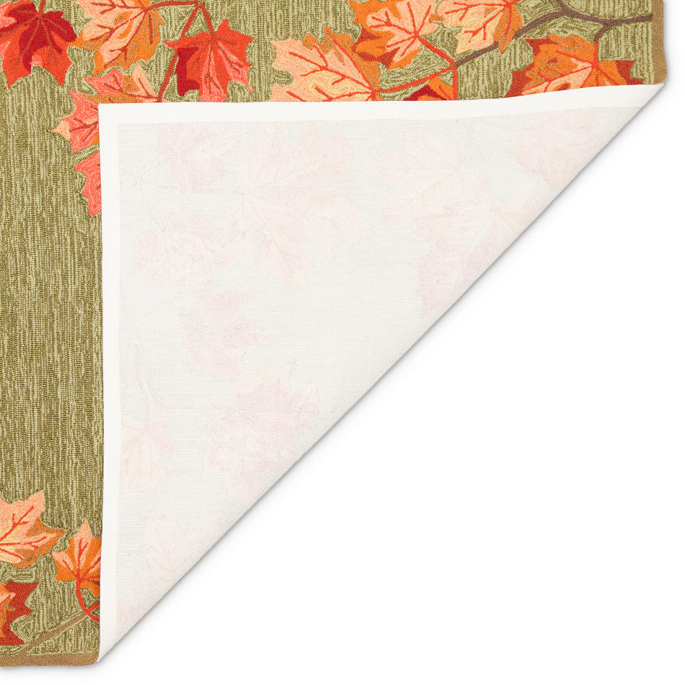 Ravella Falling Leaves Border Indoor/Outdoor Rug Moss 3'6"x5'6"