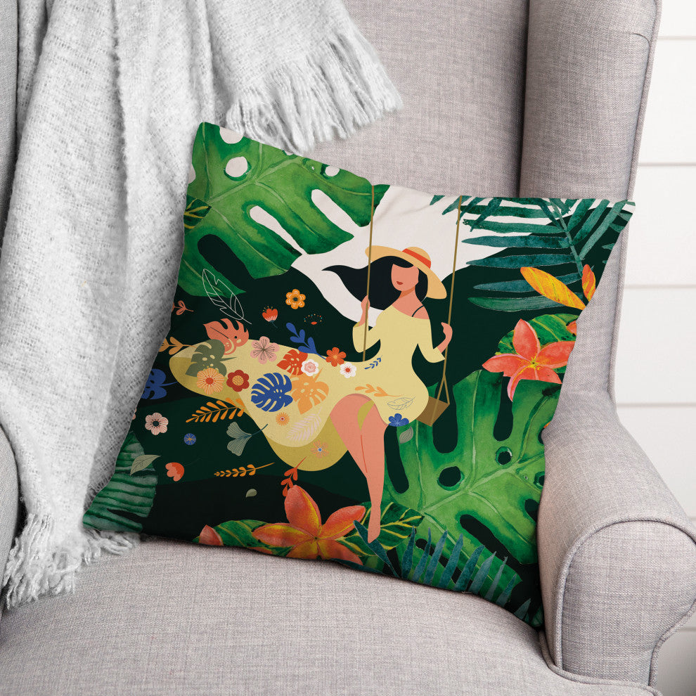 Jungle Swing Girl 18x18 Spun Poly Pillow