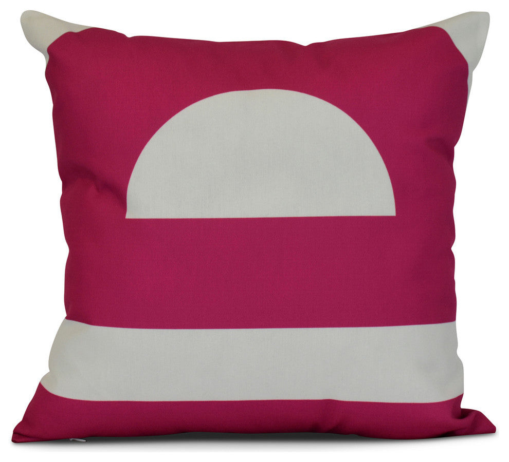 Lock, Geometric Print Outdoor Pillow, Pink, 18"x18"