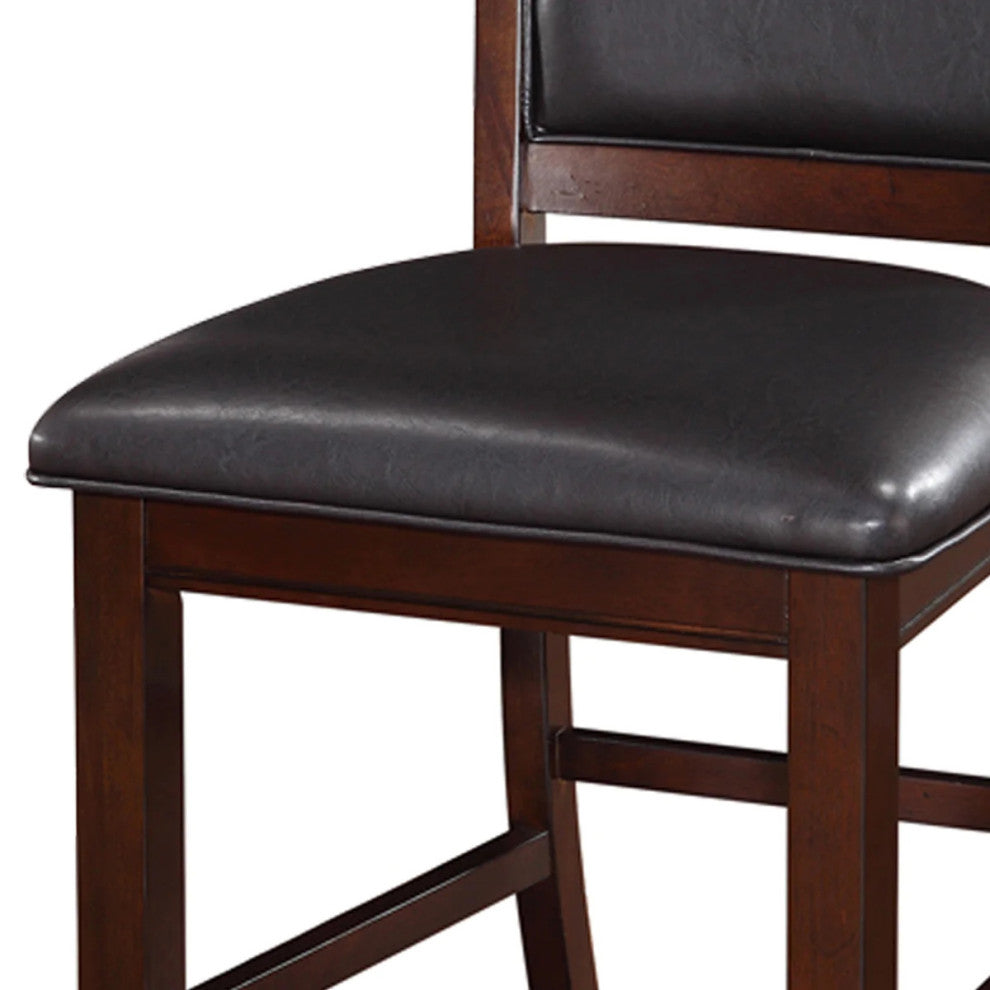 Benzara BM166594 Wooden Armless High Chair, Espresso Brown & Black, Set of 2