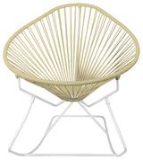 Acapulco Indoor/Outdoor Handmade Rocker, Ivory Weave, White Frame