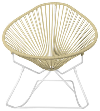 Acapulco Indoor/Outdoor Handmade Rocker, Ivory Weave, White Frame