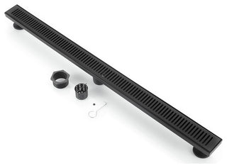 Stainless Steel Rectangular Linear Shower Floor Drain, Black, 40"