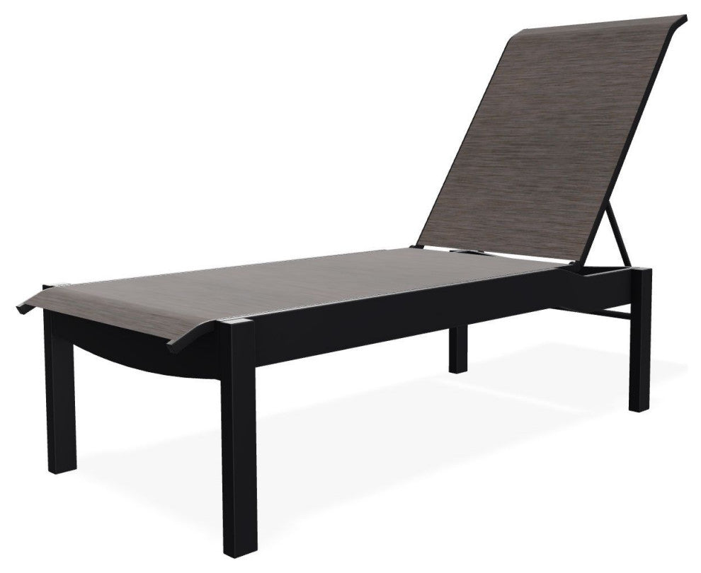 Leeward Sling Stackable Outdoor Chaise Lounge, James/Black