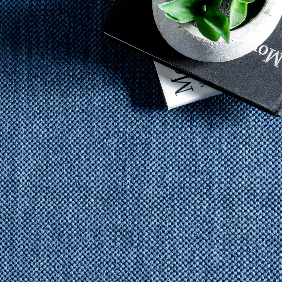 Nuloom Asha Simple Border Indoor/Outdoor Striped Area Rug, Navy 3'6"x5'