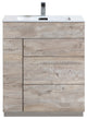 Milano 30" High Glossy Bathroom Vanity, High Gloss White, Nature Wood