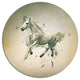 White Horse In Motion On Brown, Animal Round Wall Art, 36"