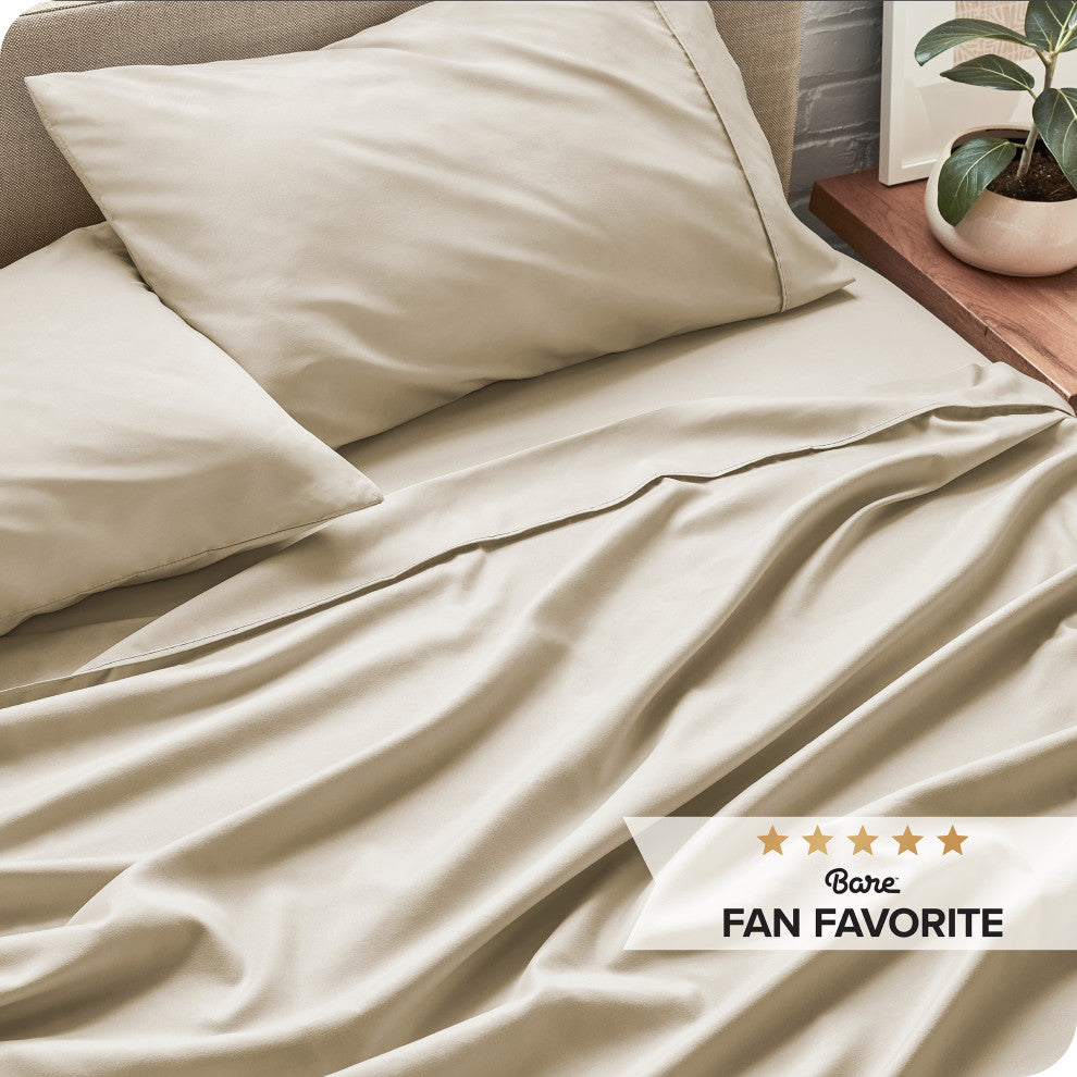 Bare Home 1800 Microfiber Sheet Set, Sand, Queen