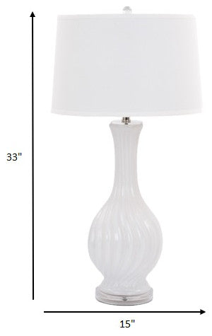Set of 2 White Curved Ceramic Table Lamps