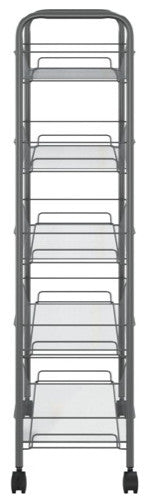vidaXL 5-Tier Kitchen Trolley Storage Utility Cart with Mesh Baskets Gray Iron